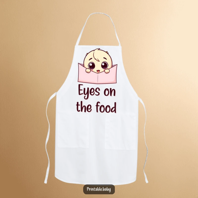 Funny Googly Eye Peeking Apron: A delighted character with wide eyes peeks over the edge, adding a humorous touch to kitchen wear.