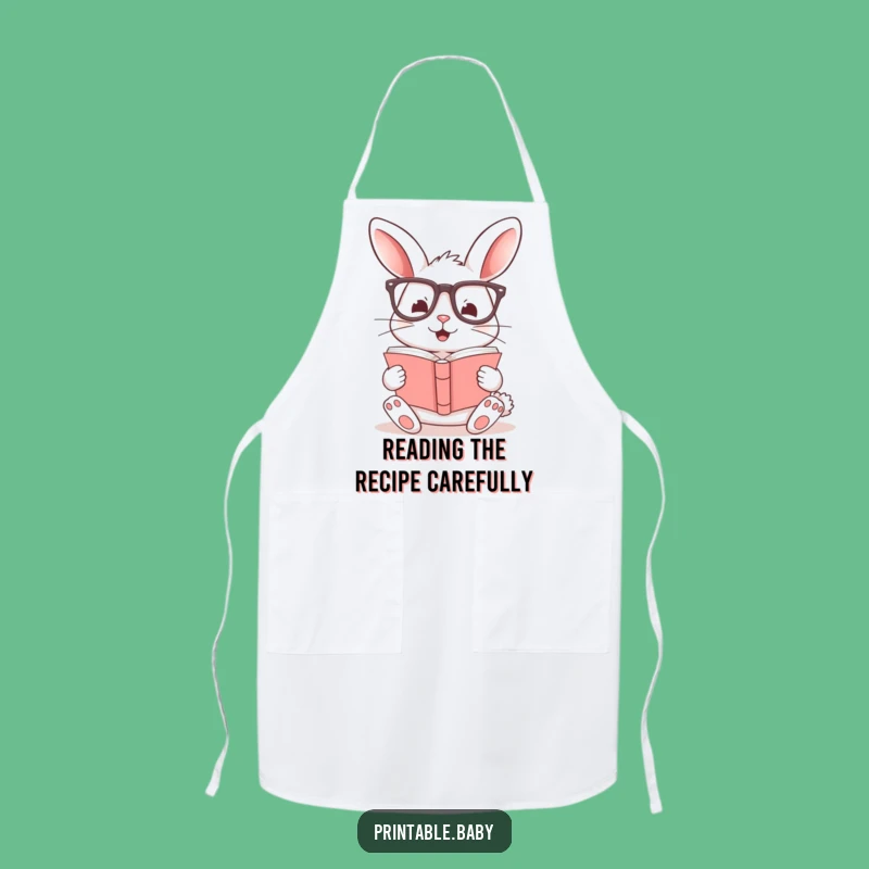 Funny Bunny Chef Apron: Whimsical Glasses-Wearing Rabbit Kitchen Wear, Perfect Funny Gift for Bakers