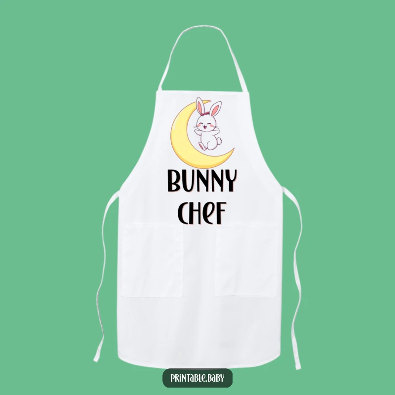 Funny Bunny Moon Hop Apron: Kitchen Whimsy Chef Gift Apron