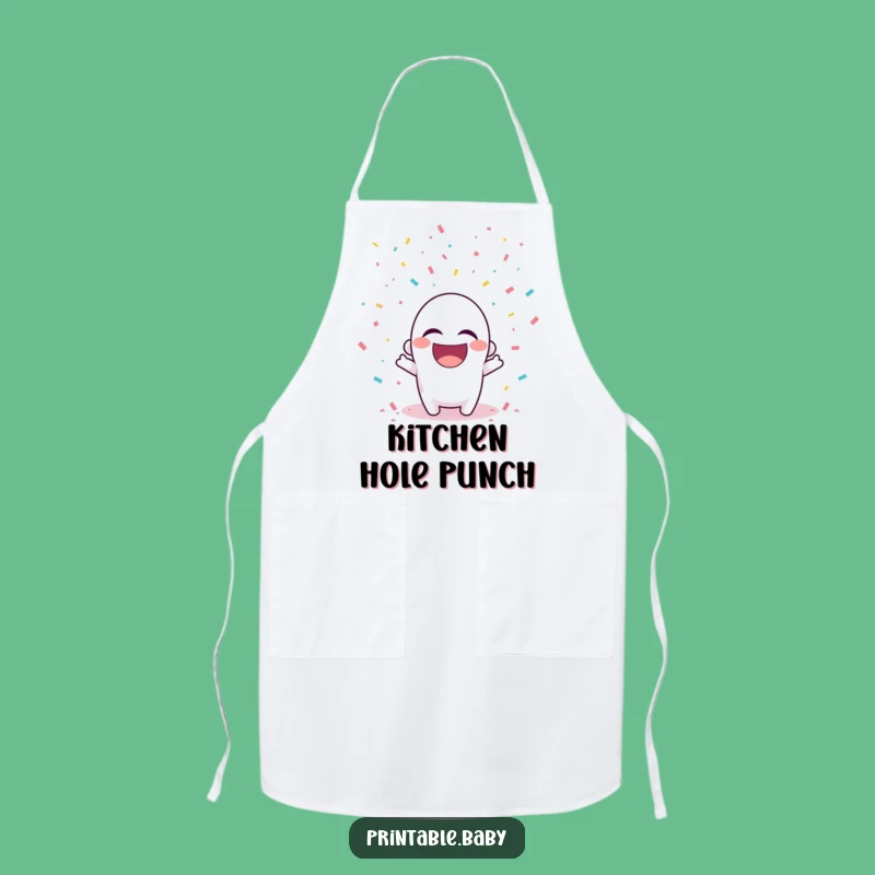 Funny Hole Punch Confetti Apron: Playful Character Wear for Festive Cooks