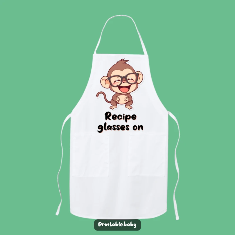 Funny Monkey Apron - Giggling Spectacled Primate Kitchen Wear, an Intellectual Gift