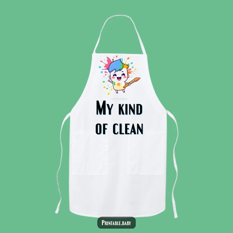 Funny Paintbrush Rainbow Apron: Artist Character Gift for Colorful Creations