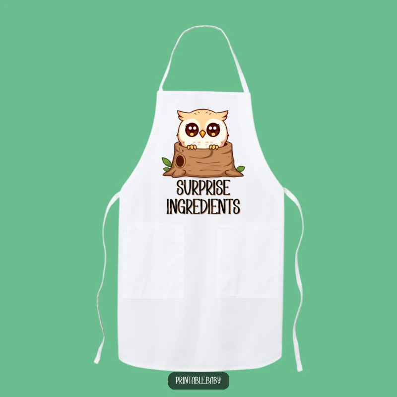 Funny Surprised Owl Apron: Cook with Woodland Surprise Humor