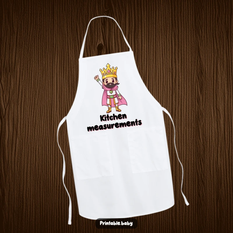 Funny apron with a triumphant ruler character standing on a finished drawing, for artistic creation.
