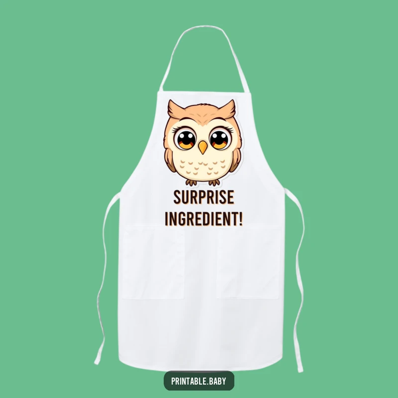 Funny Surprised Owl Apron: Hilarious Kitchen Wear for Wide-Eyed Cooks