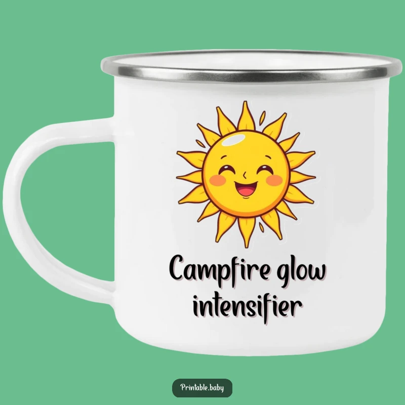 Funny Grinning Sun Camping Mug: Durable Sunshine Character, Perfect Funny Gift for Outdoors