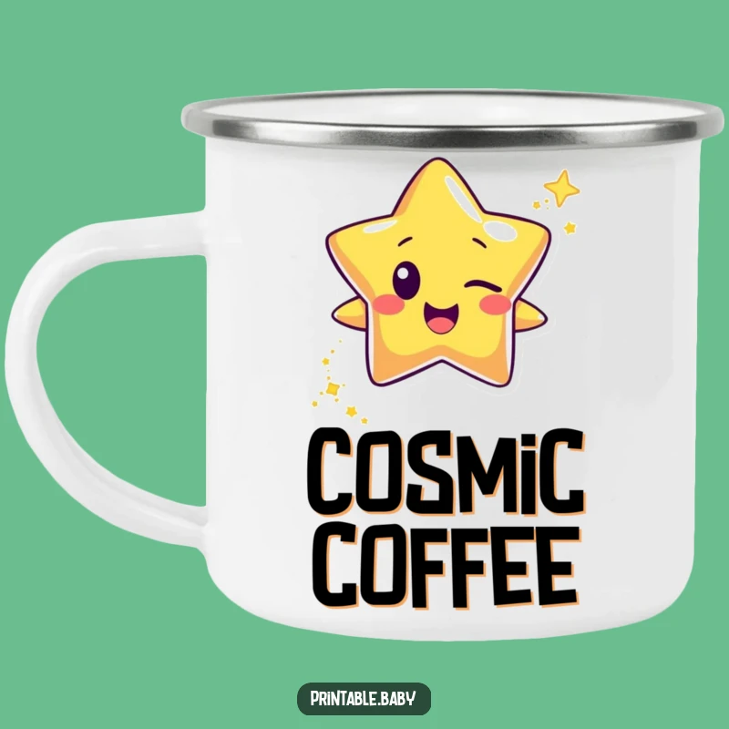 Durable Funny Winking Star Camping Mug: Glitter Trail for Outdoor Sparkle
