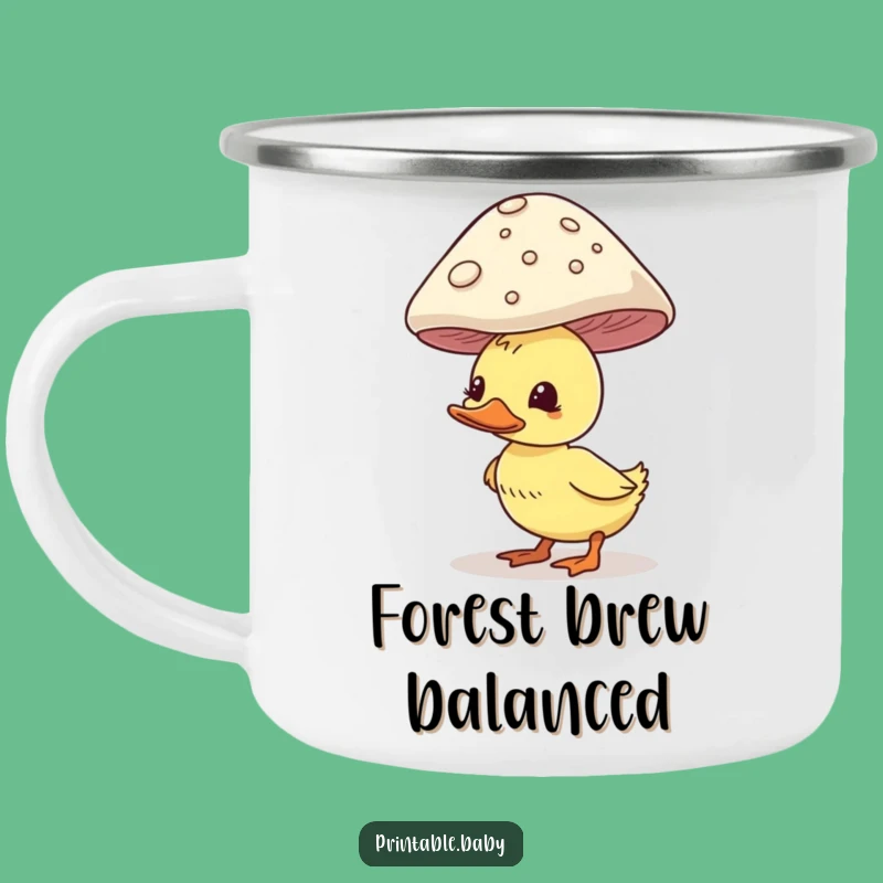 Funny Duckling Camping Mug - Enamel Balancing Mushroom Cup, a Portable Woodland Gift