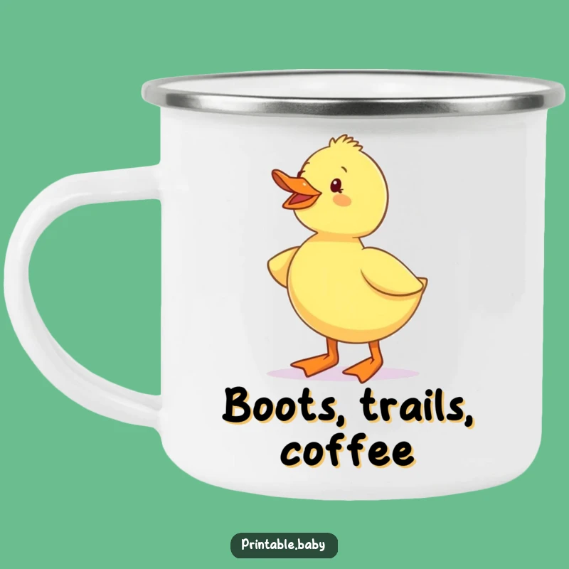 Funny Duckling Waddling Boots Camping Mug: Adventure-Ready and Humorous Drinkware
