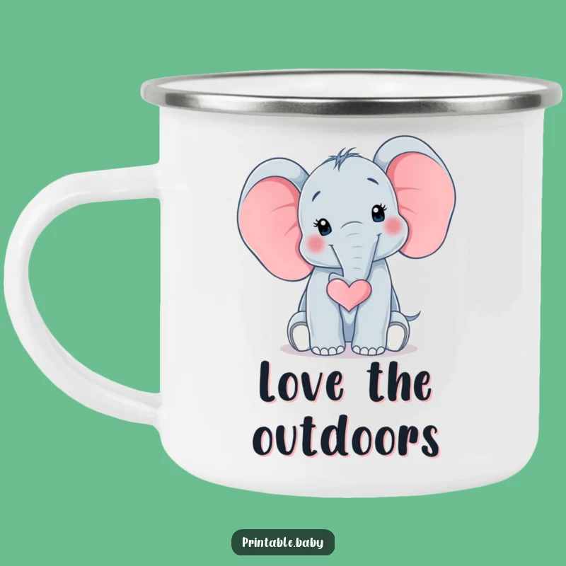 Funny Elephant Heart Camping Mug: Baby Trunk Love Trail Companion, Hilarious Outdoor Gift