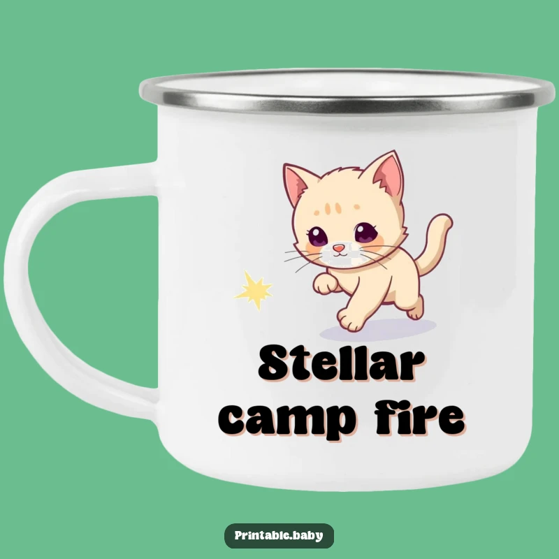 Funny Kitten Comet Chase Camping Mug: Durable Cosmic Gift Mug