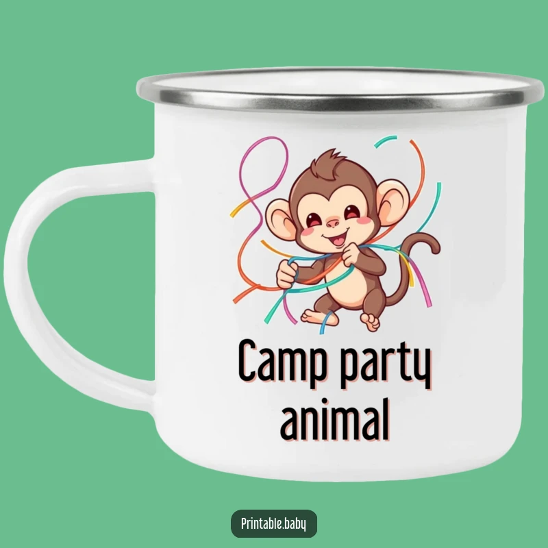 Funny Monkey Camping Mug: Streamer Tangle for Your Adventure Brew