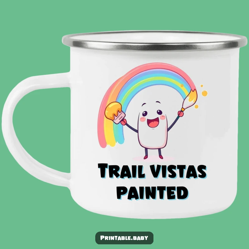 Funny Paintbrush Rainbow Camping Mug: Creative Adventures, Perfect Funny Gift!