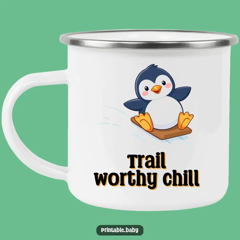 Funny Penguin Camping Mug: Adventure Starry Slope Enamel Gift