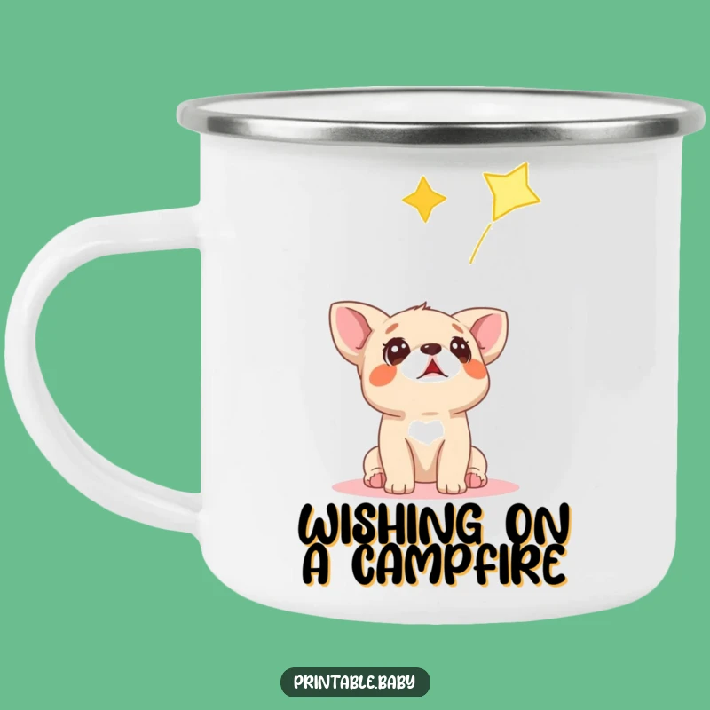Funny Dog Star Camping Mug: Sturdy Surprised Puppy Enamel Mug, Perfect Funny Gift for Hikers