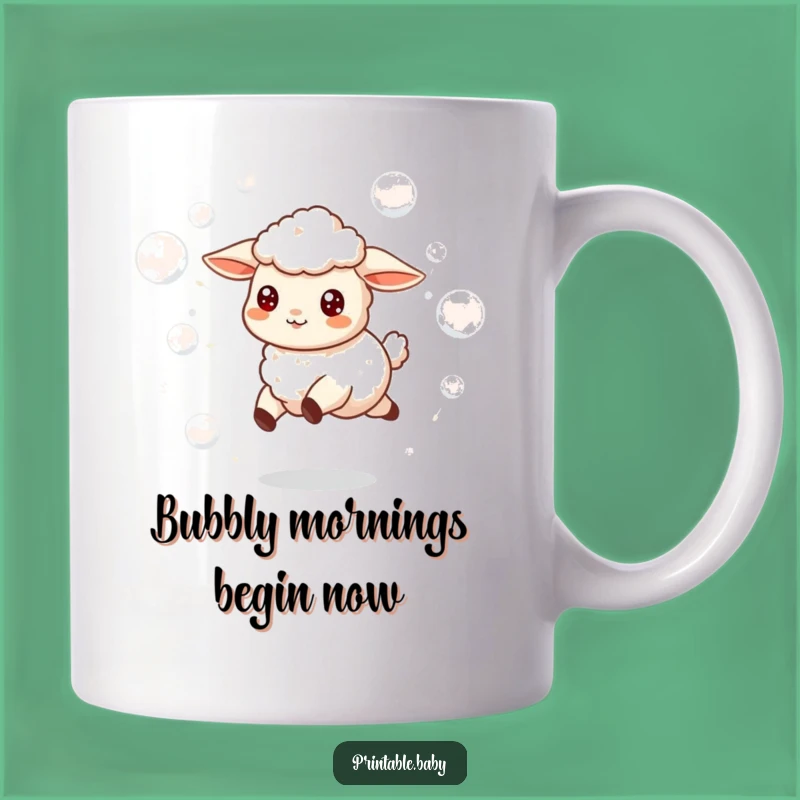 Funny Lamb Bubbles Mug: Joyful Skipping Sheep with Floating Bubbles, Perfect Funny Gift