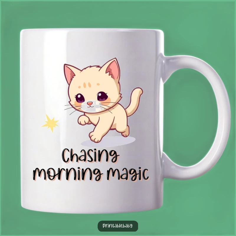 Funny Kitten Comet Chase Mug: Cosmic Adventure Gift Mug