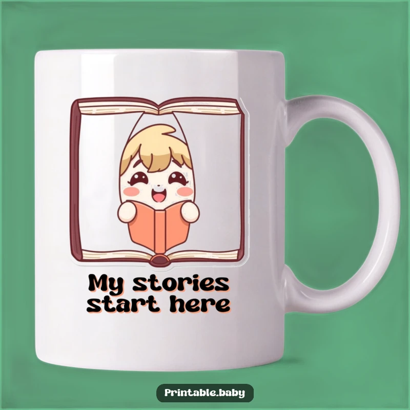 Funny Book Lover Mug: Joyful Character Peeking, Perfect Reading Gift