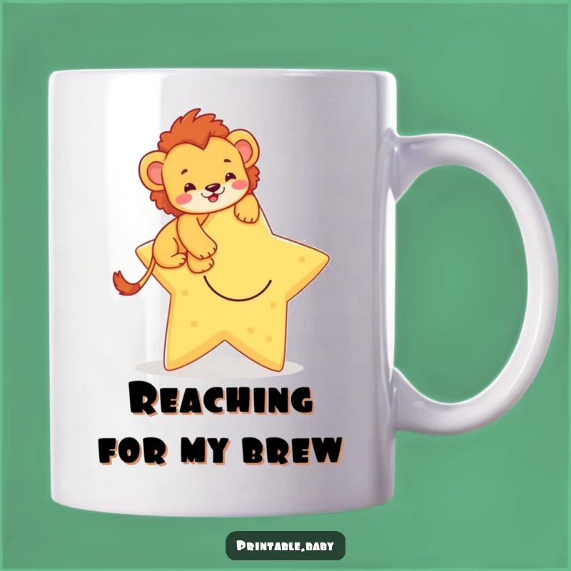 Funny Lion Cub Star Mug: Brave Climber Gift for Dreamers