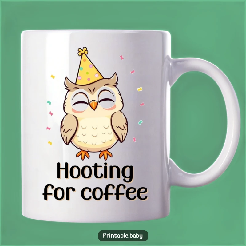 Funny Owl Mug: Party Hat Giggles, Perfect Funny Gift for Celebrations