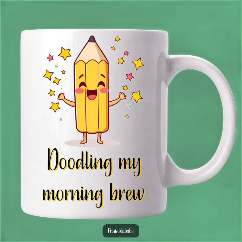 Funny Pencil Stars Mug: Sparkle and Shine with This Excited Creator's Funny Gift!