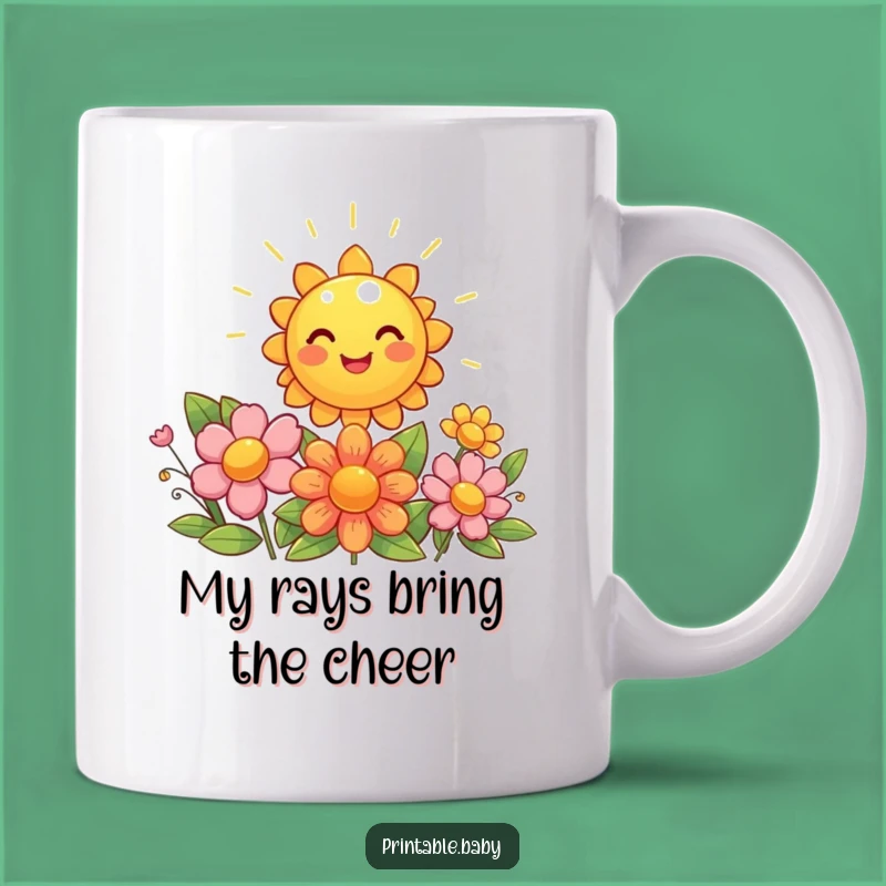 Funny Sun Flowers Mug - Giggling Bright Character Gift