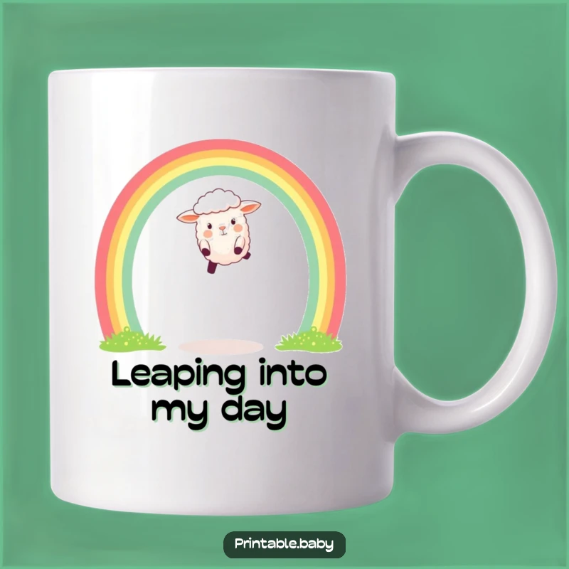 Funny Sheep Mug: Rainbow Leap Joy, Perfect Funny Gift for Dreamers