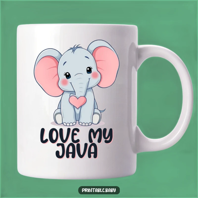 Funny Elephant Heart Mug: Surprised Baby Trunk Love, Perfect Funny Gift for Animal Lovers