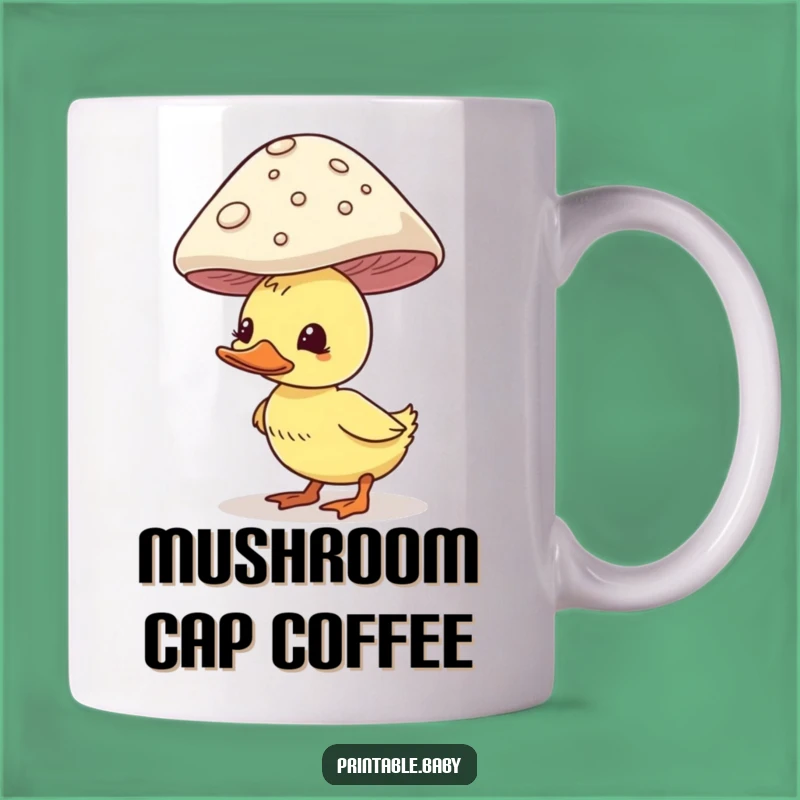Funny Duckling Mug - Balancing Mushroom Comedy, a Quirky Woodland Gift