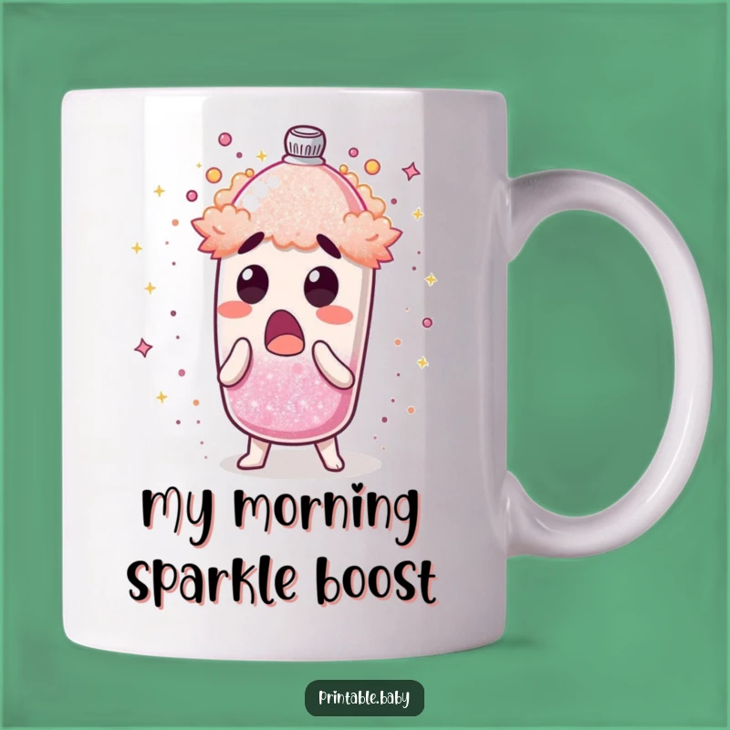 Funny Glitter Shaker Mug: Surprised Character Bursting with Sparkle, Perfect Humorous Gift