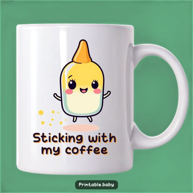 Funny Glue Stick Sparkle Mug: Happy Character Gift for Sticky Fun