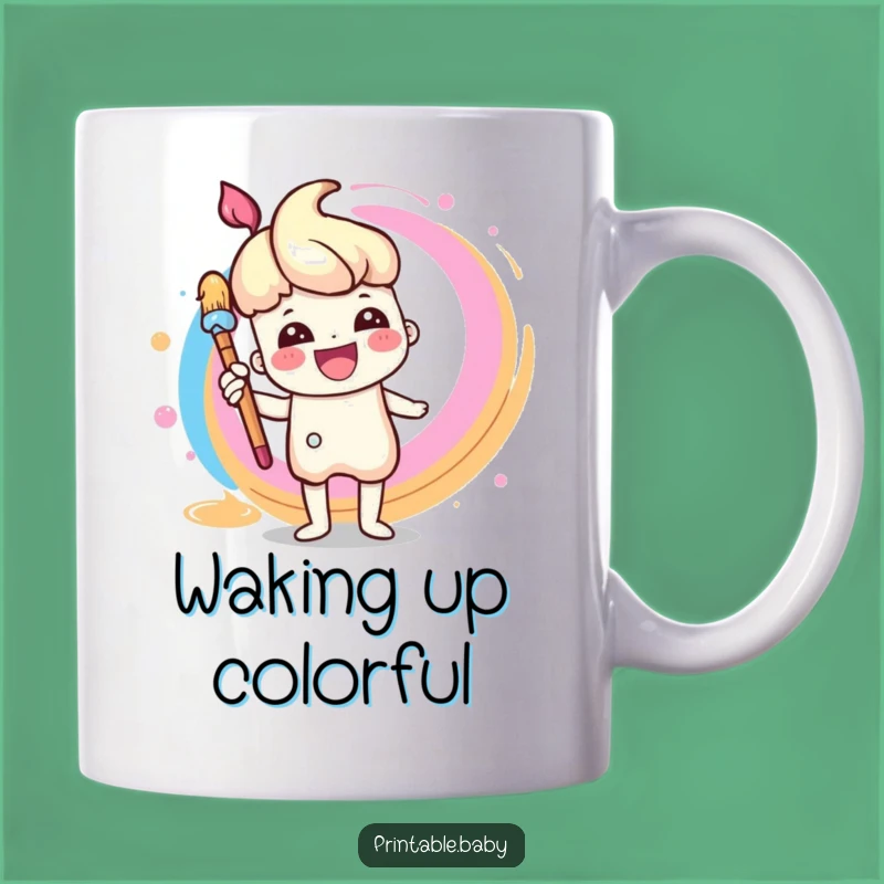 Funny Cheerful Paintbrush Mug - Rainbow Art Gift for Creative People