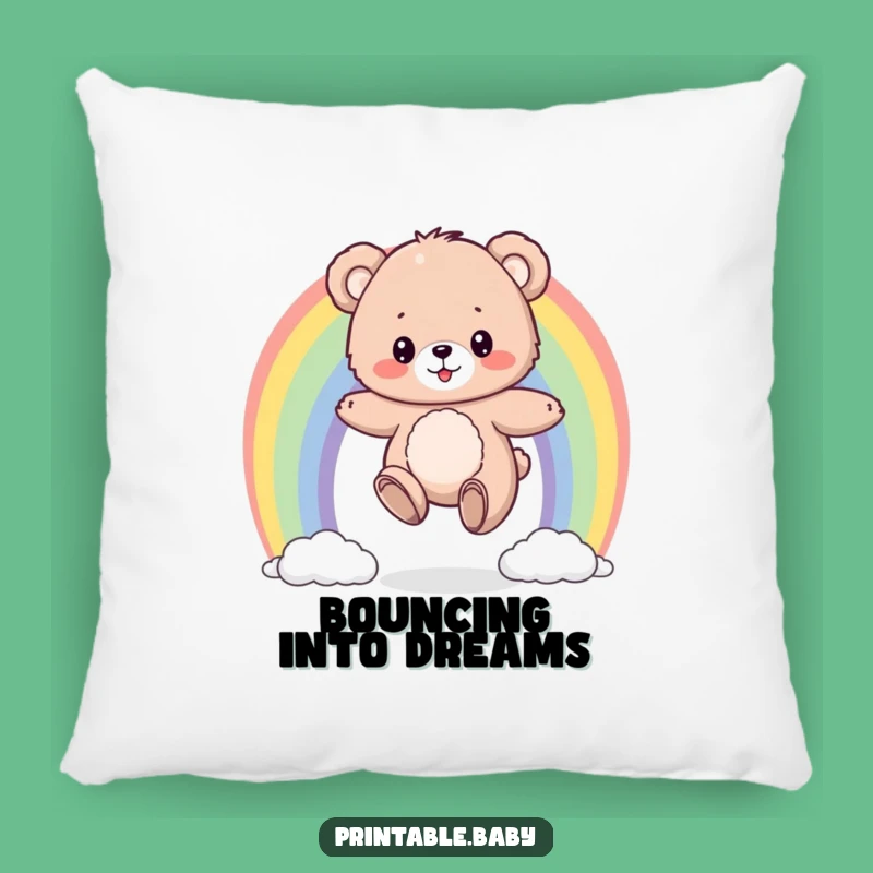 Funny Bear Cub Rainbow Pillow: Cozy Joy for Your Space