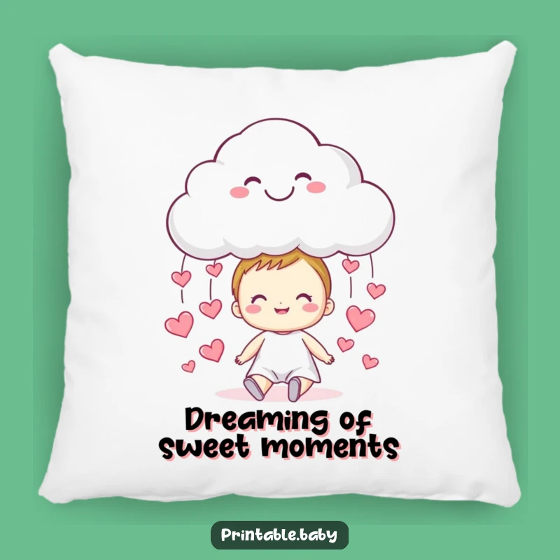 Cozy Funny Cloud Hearts Pillow - Sweet Rain Character Decor