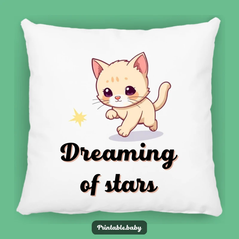 Funny Kitten Comet Chase Pillow: Cozy Cosmic Comfort Gift Pillow