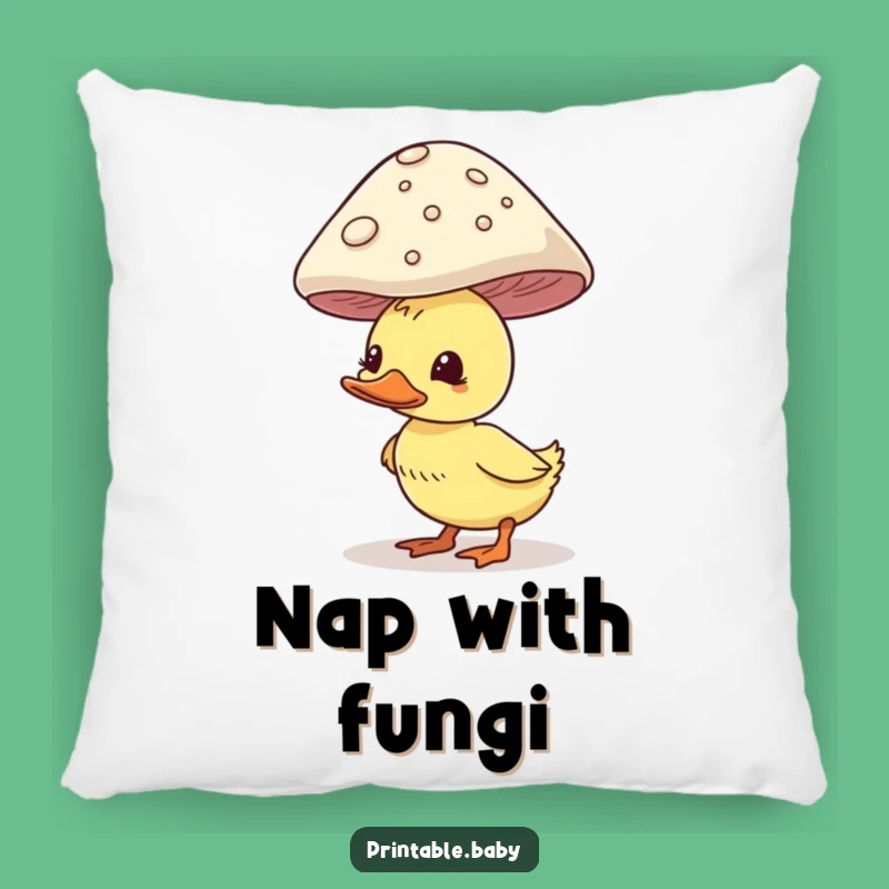 Funny Duckling Pillow - Plush Balancing Mushroom Cushion, a Cozy Woodland Gift