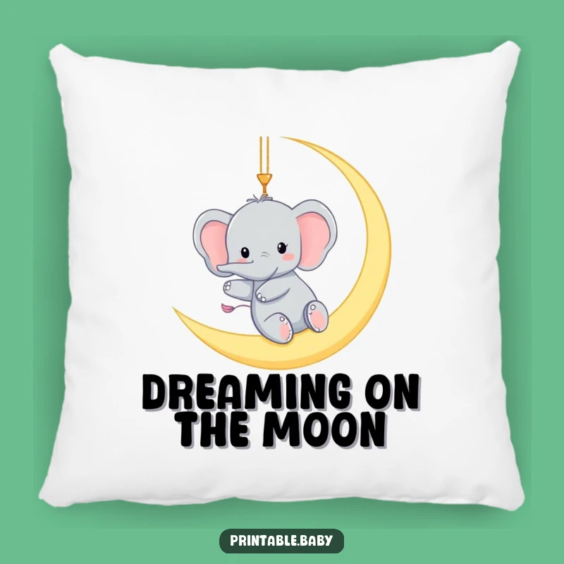 Funny Elephant Moon Pillow: Cozy Dreams and Lunar Comfort