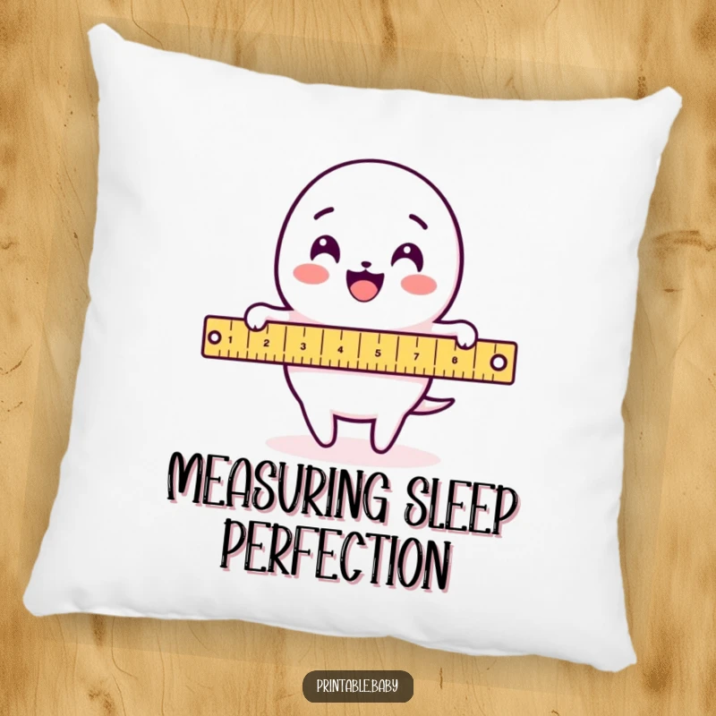 Funny Ruler Pillow: Soft cushion featuring a delighted ruler character measuring a loop-de-loop pattern, adding precision and comfort.
