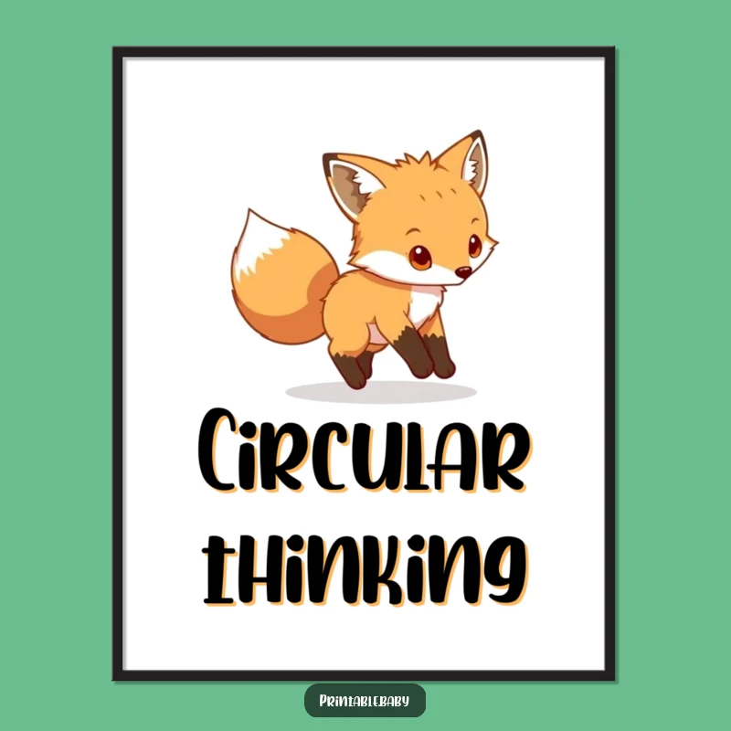 Funny Fox Cub Digital Art: Printable Playful Decor for Nature Lovers