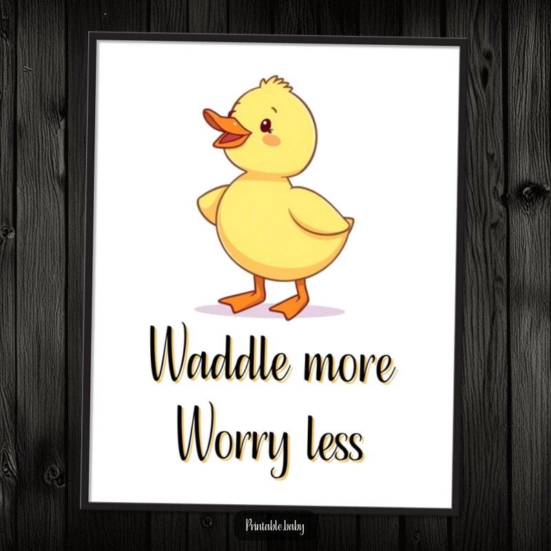 Funny Duckling Waddling Boots Digital Art Print: A downloadable image of an excited duckling wearing tiny boots, full of life.