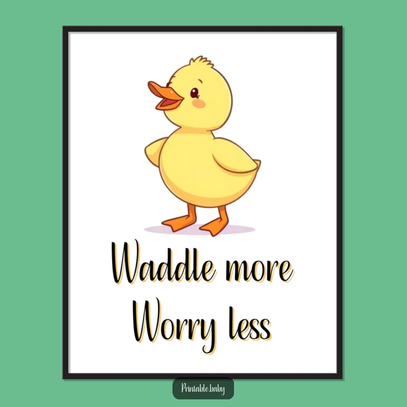 Funny Duckling Waddling Boots Digital Print: Instant Joyful Wall Art