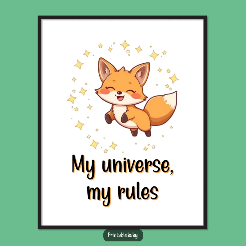 Funny Fox Constellation Digital Print: Bring Cosmic Joy to Your Walls