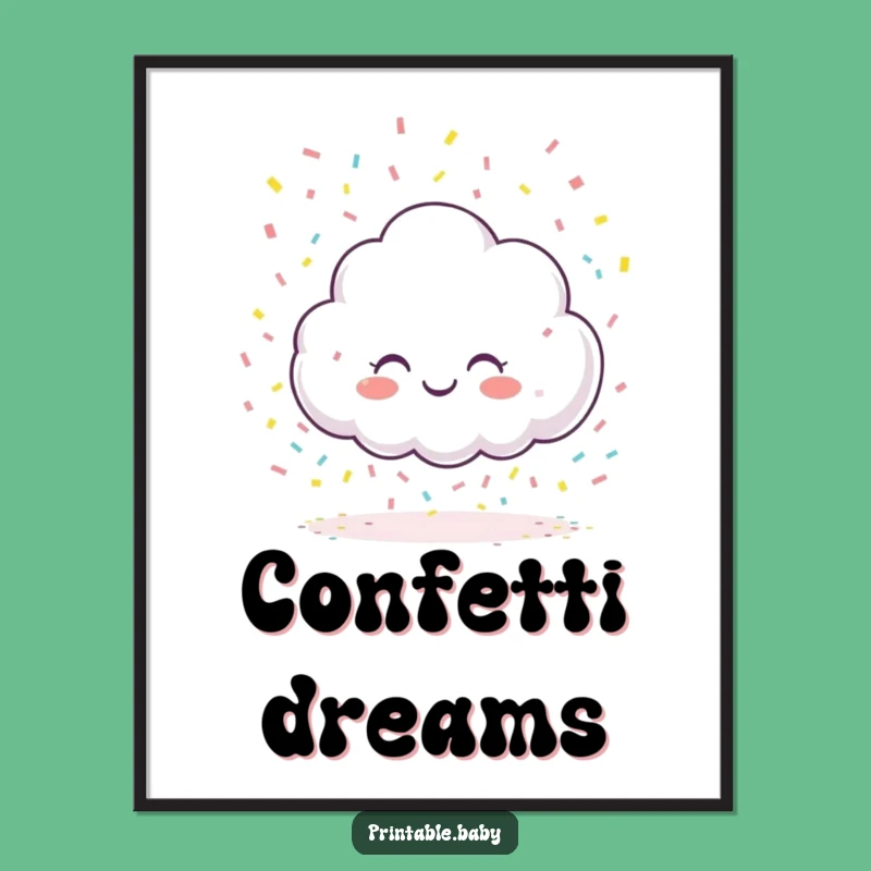 Funny Giggling Cloud Digital Art Print: Confetti Rain for Instant Inspiring Decor