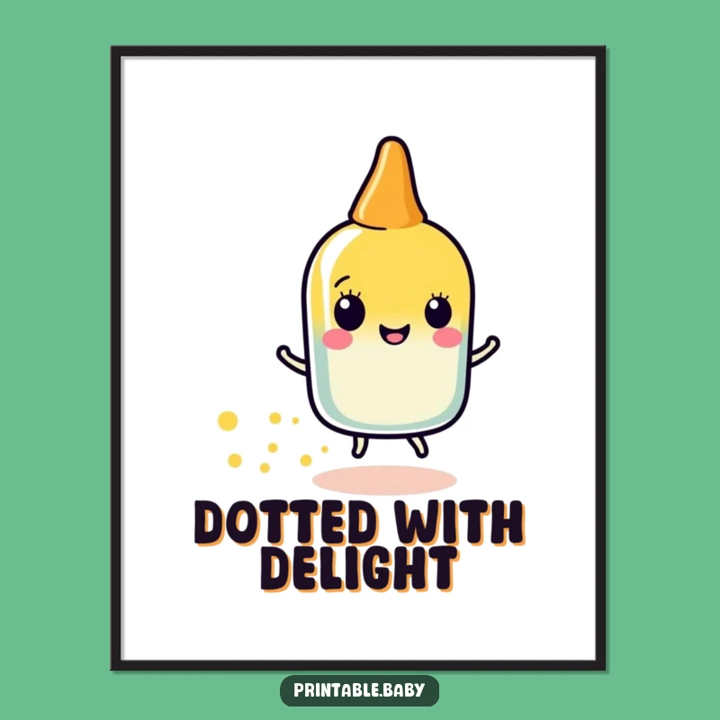 Funny Glue Stick Sparkle Digital Art: Happy Character Printable Gift