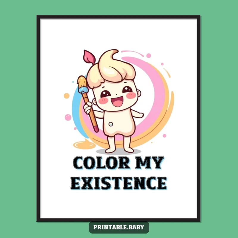 Funny Paintbrush Digital Art - Rainbow Swirl Print for Instant Creative Decor Gift