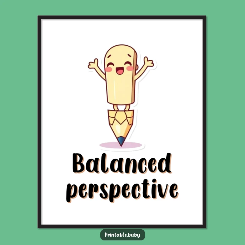 Funny Pencil Digital Art - Silly Balancing Print for Instant Witty Decor Gift