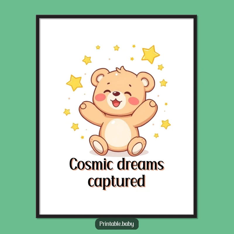 Funny Teddy Bear Stars Digital Art - Delighted Dreamer Printable