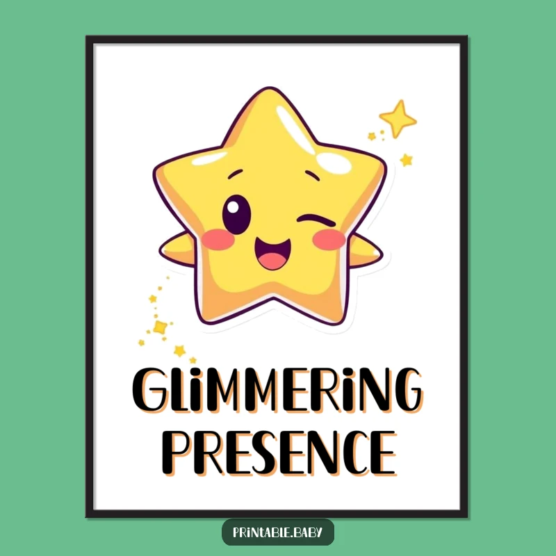 Funny Winking Star Digital Art Print: Glitter Trail for Instant Sparkly Decor