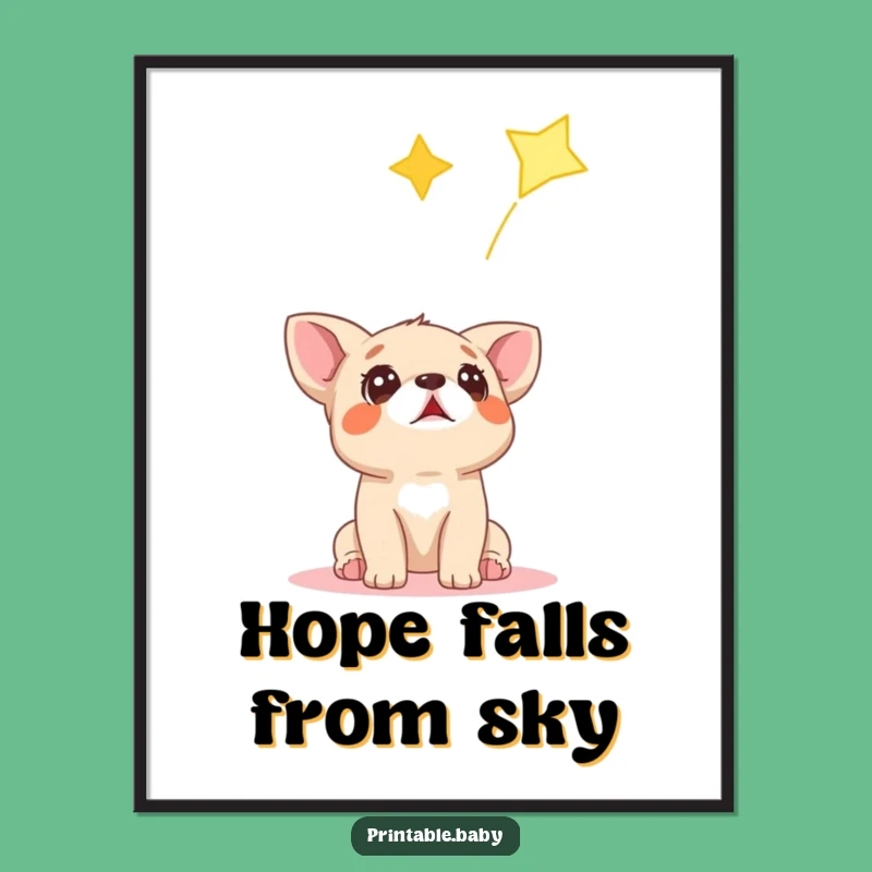 Funny Dog Star Digital Print: Surprised Puppy Wall Art, Delightful Funny Gift Idea