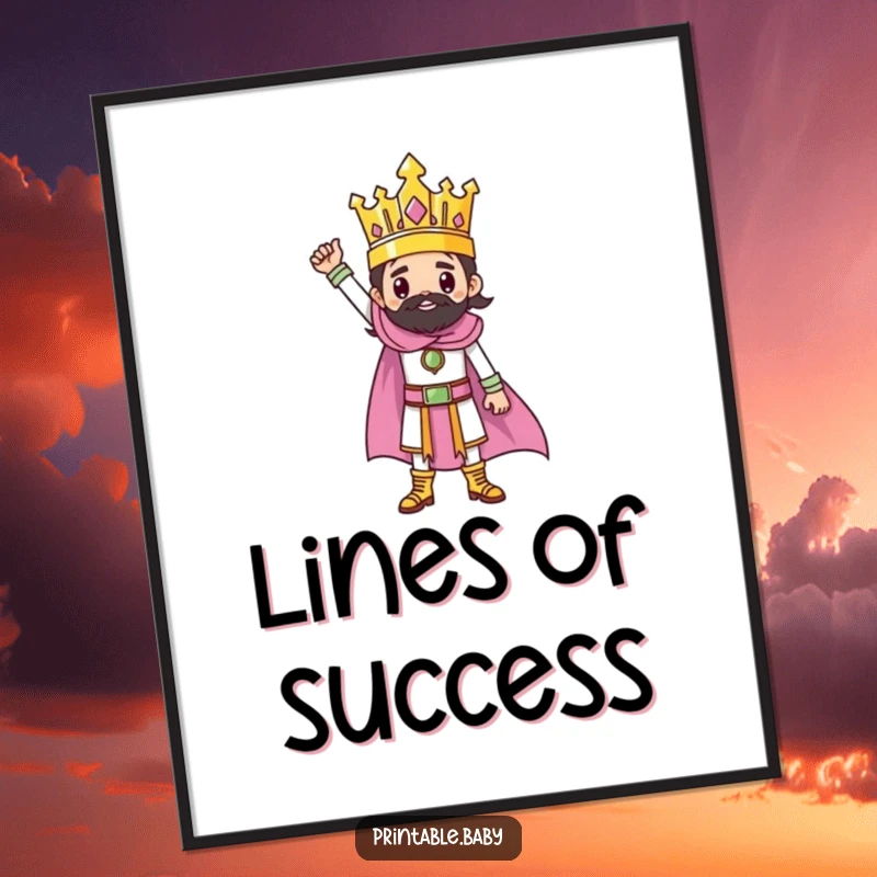 Funny digital art of a triumphant ruler character standing tall on a completed drawing.